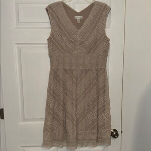 Christopher & Banks Taupe Textured Midi Dress